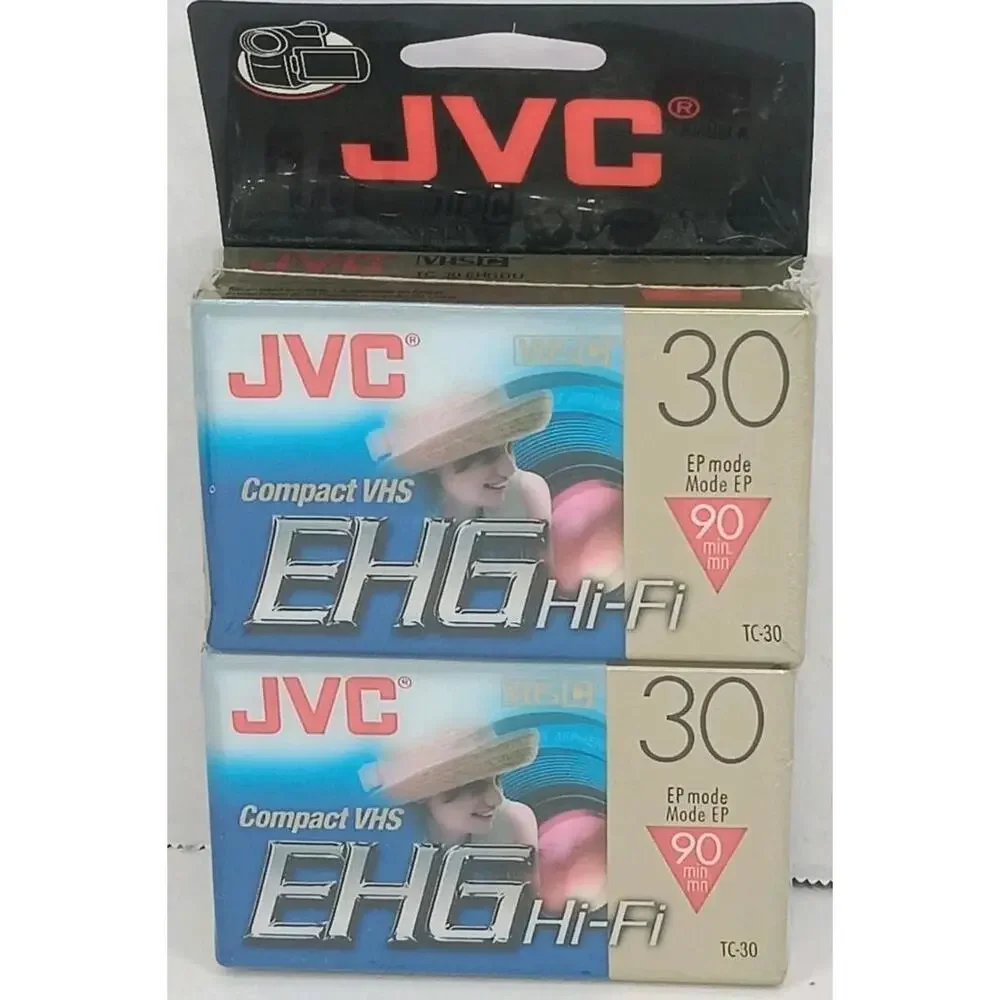 JVC Compact VHS EHG TC 30 Hi-Fi 90 Minute Tapes 2 Pack New Sealed